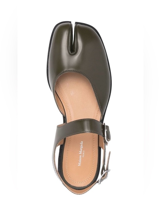 Maison Martin Margiela Shoes - Olive Green Tabi Leather Mary Jane Sandals, Size 38